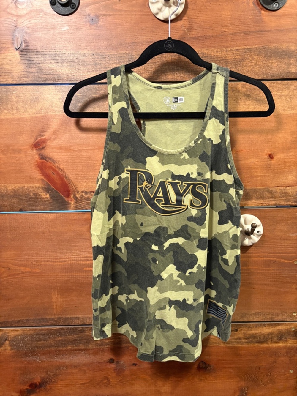 Tampa Bay Rays New Era Olive Green Camo Military Appreciation Tank Top